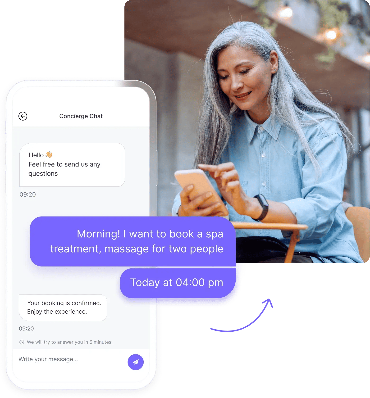 Hotel guest using the STAY Chat
