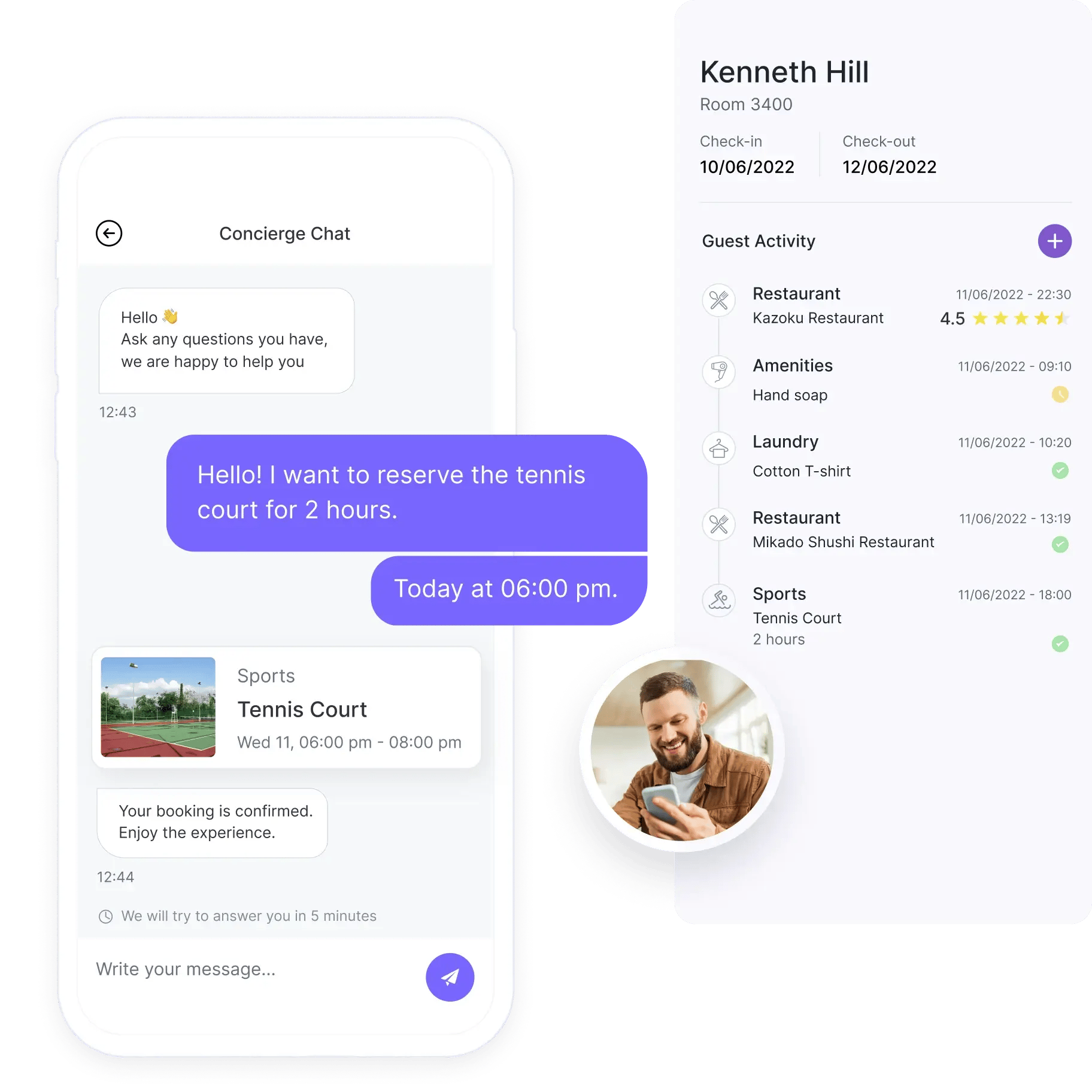 Guest chat requests for hotels