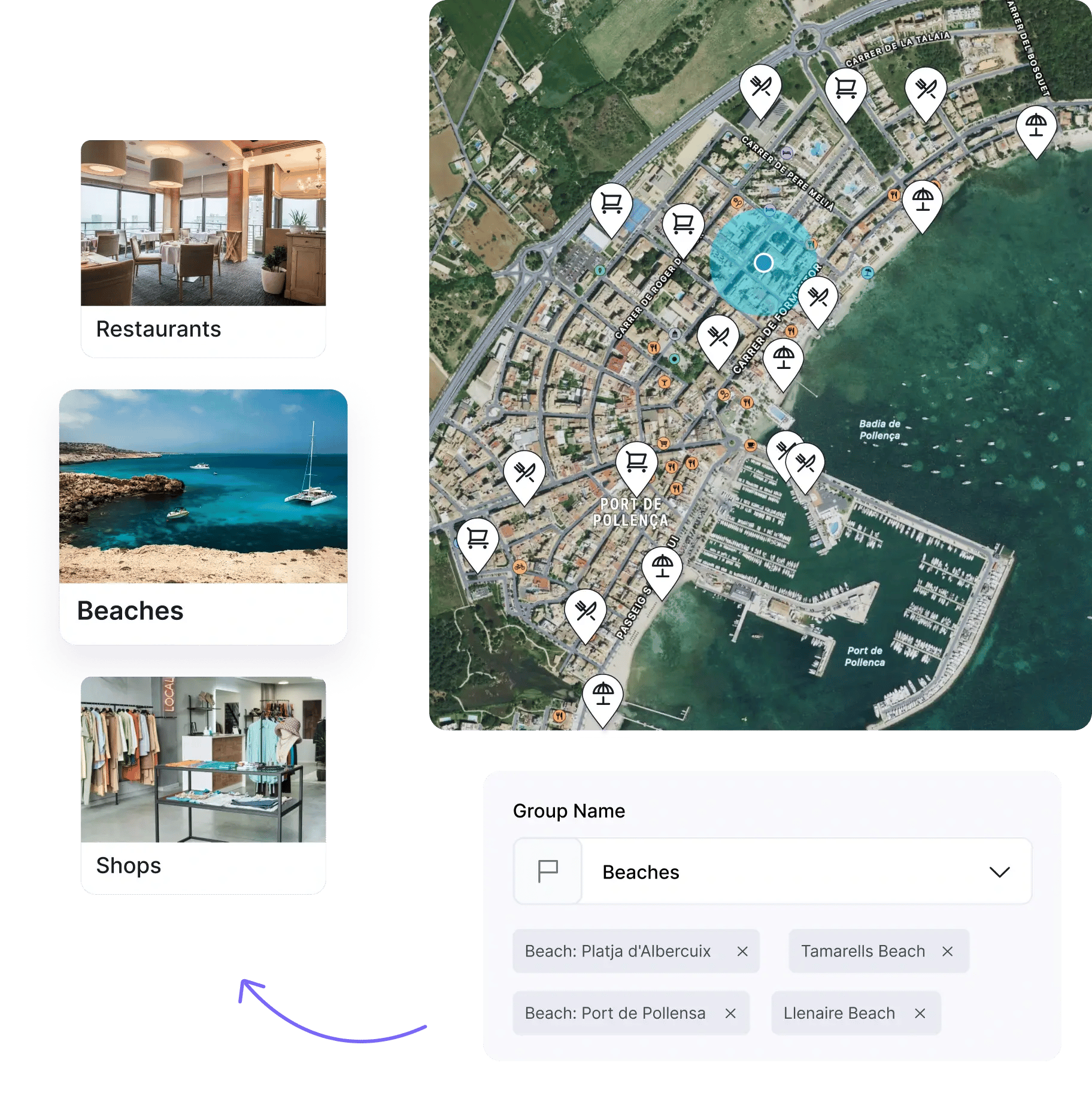 City map for hotel guests with recommendations