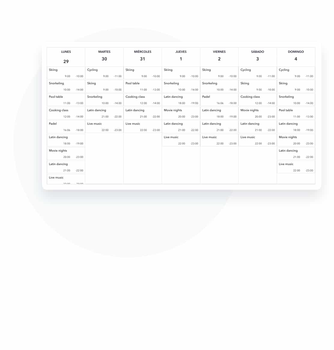 Activities Calendar