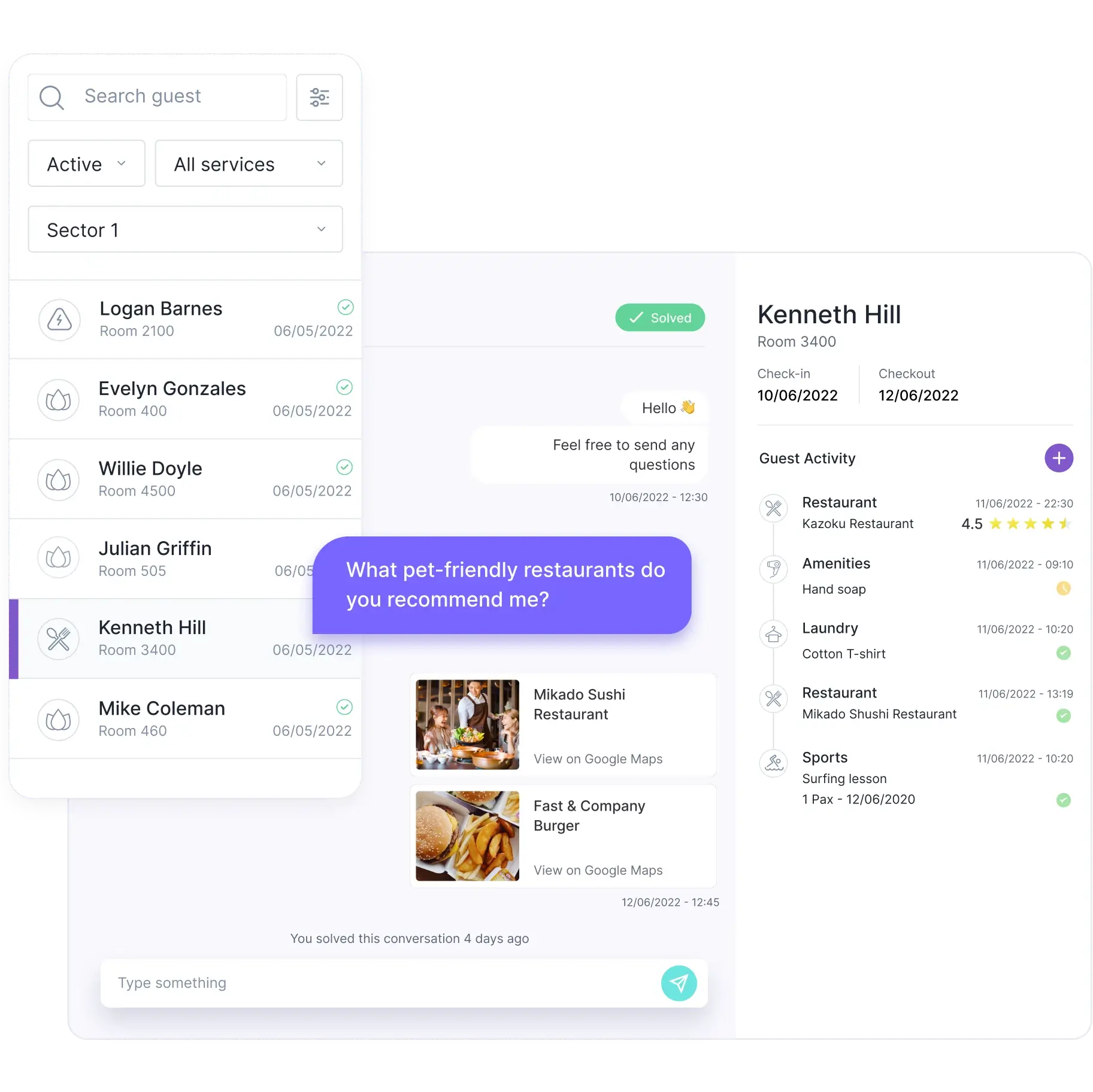 Chat para hoteles y huéspedes