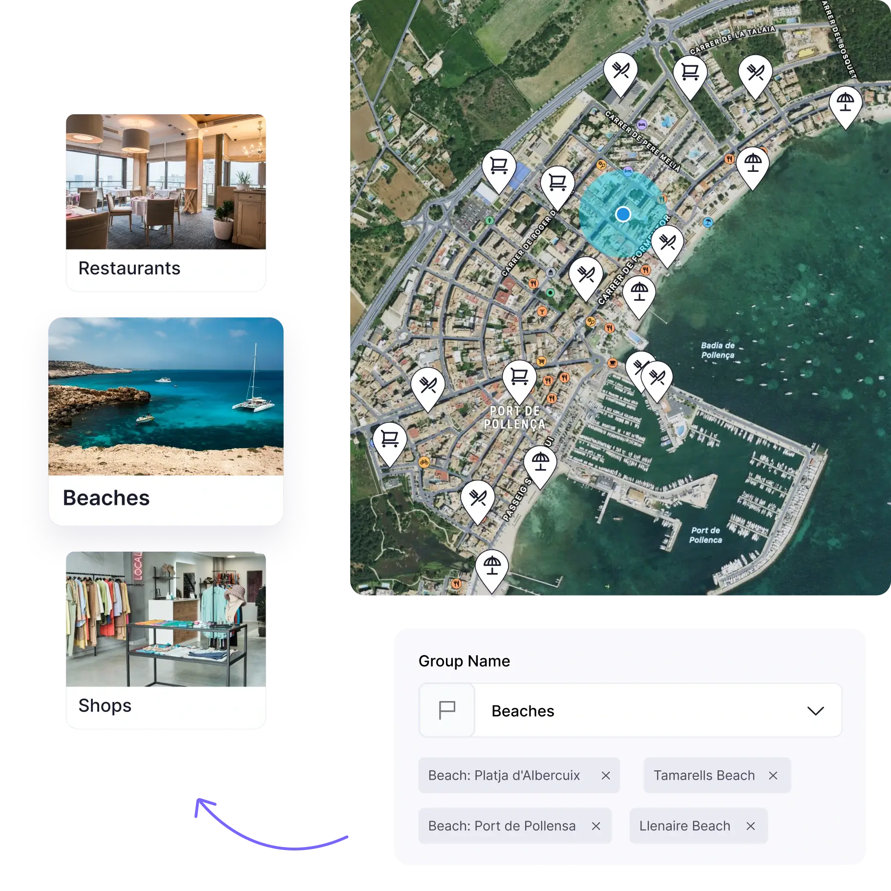 City map for hotel guests with recommendations