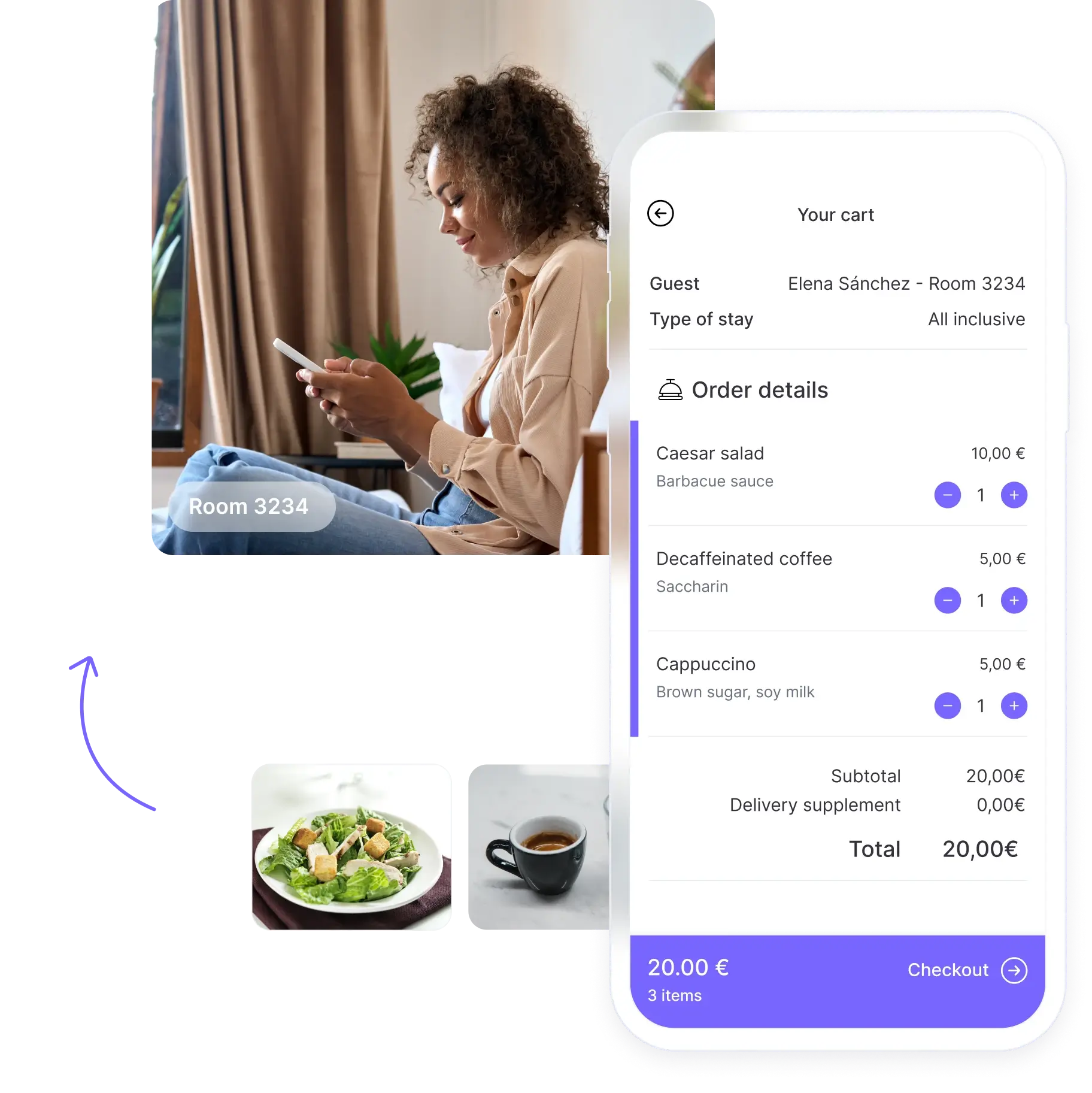 Hotel guests ordering with the app
